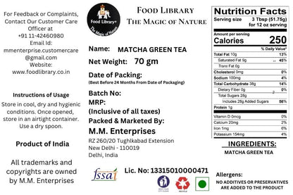 Food Library The Magic of Nature Japanese Matcha Green Tea Powder, 70g