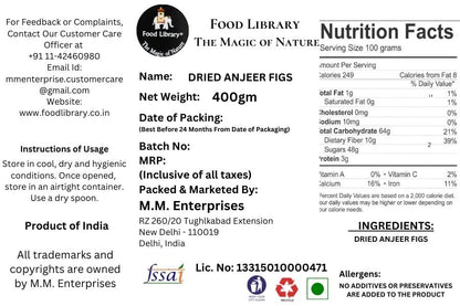Food LibraryThe Magic Of Nature Premium Dried Afghani Figs (Anjeer) - Nature's Sweet Delight, Rich in Flavor and Nutrients...400gm