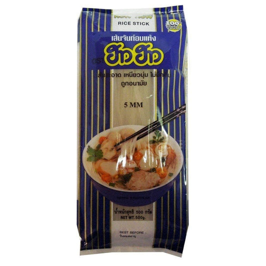 How How Rice Stick Noodles 5Mm|Includes Rice Flour & Water|Free From Artificial Preservatives,Flavours & Gluten|Cook Rice Noodle Soup & Stir Fried Noodle Fat Free, Natural, Vegetarian - 500 Gm
