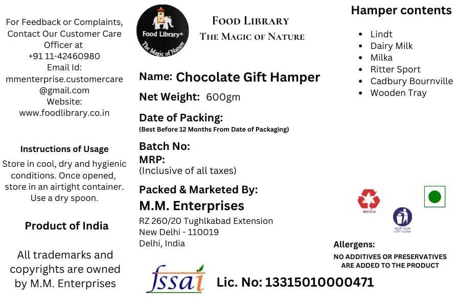 FOOD LIBRARY THE MAGIC OF NATURE Birthday/Anniversary/Christmas/Valentines/Diwali Chocolate Gift Hamper (Chocolates In Leather Basket),600 Gram