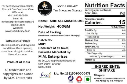 FOOD LIBRARY THE MAGIC OF NATURE Food Library Dried Shiitake Mushrooms(400 G)