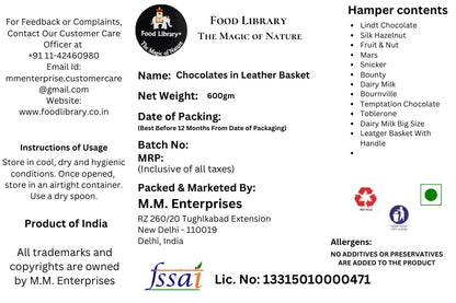 FOOD LIBRARY THE MAGIC OF NATURE Birthday/Anniversary/Christmas/Valentines/Diwali Chocolate Gift Hamper (Chocolates In Leather Basket),600 Gram