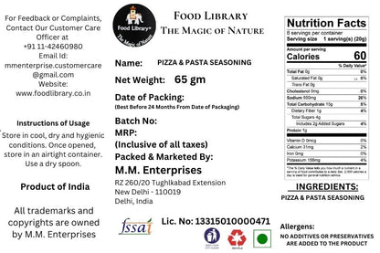 Food Library The Magic of Nature Combo of Pizza & Pasta Seasoning Sprinkler (Mix Herbs), 65g/ 40g
