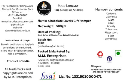 FOOD LIBRARY THE MAGIC OF NATURE Birthday/Anniversary/Christmas/Valentines/Diwali Chocolate Gift Hamper(Chocolate Obsession),500 Grams