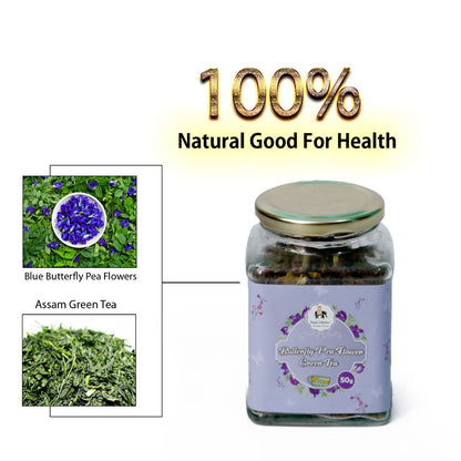 Food Library The Magic of Nature Butterfly Blue Pea Flower Green Tea, 50g