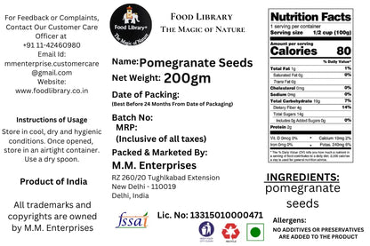 FOOD LIBRARY THE MAGIC OF NATURE Dried Pomegranate Seeds - Anardana (200Gram)
