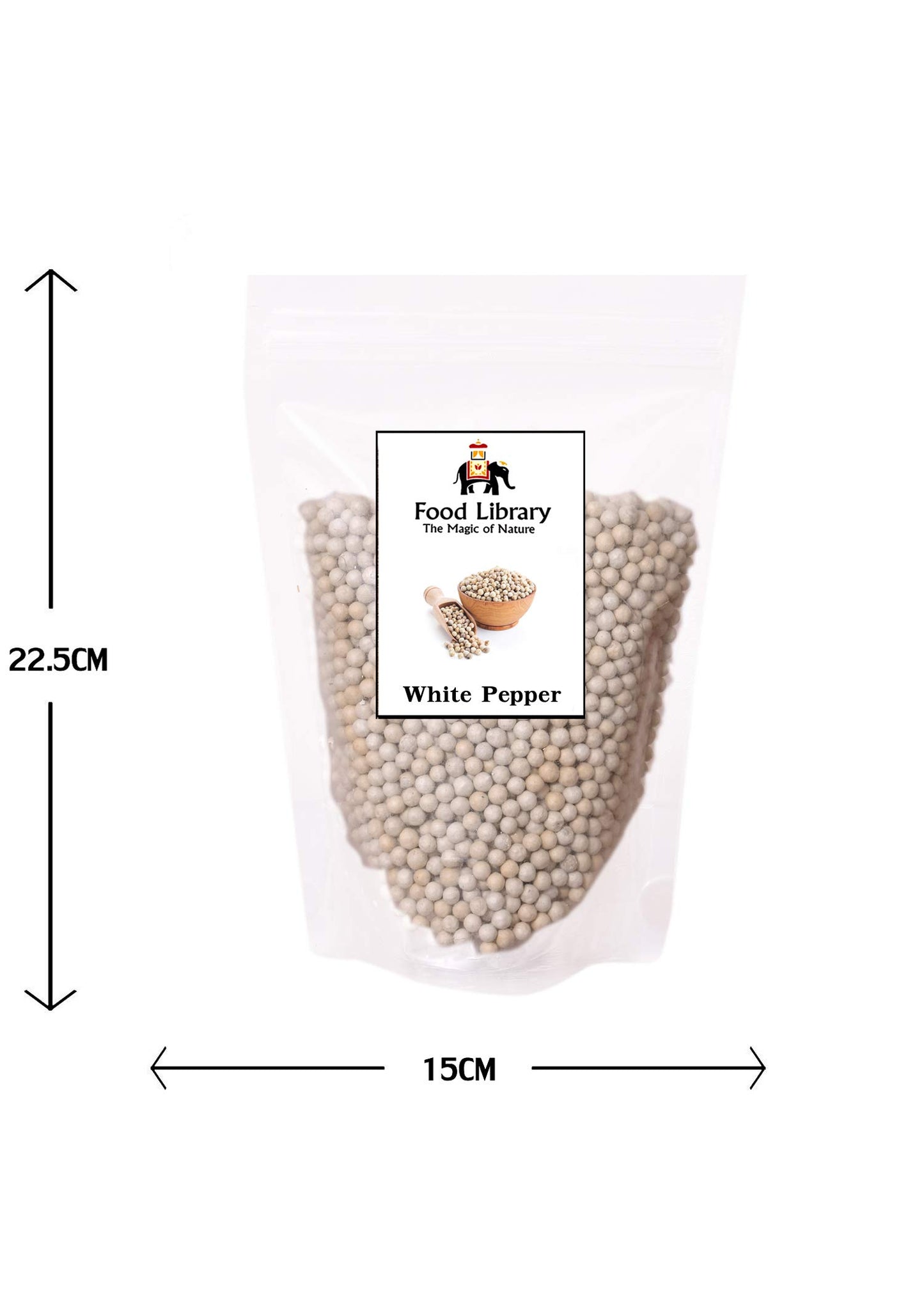 Food Library Whole White Peppercorn ( Sabut Safed Mirch ) (200gm)