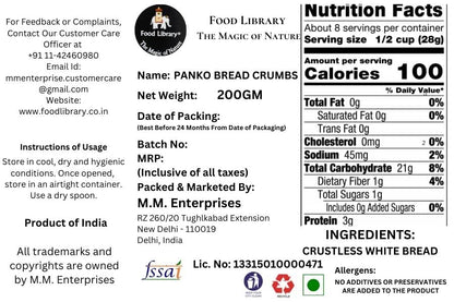 FOOD LIBRARY THE MAGIC OF NATURE Food Library Panko Bread Crumbs(200Gm)