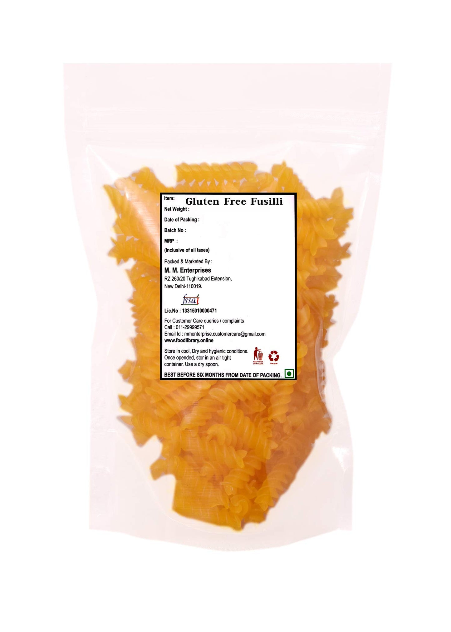 Food Library The Magic of Nature Gluten Free Pasta, 400gm. (400gm, Fusilli (Spiral))