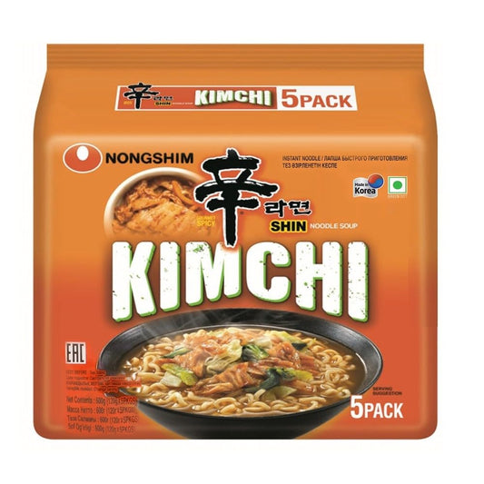 Nongshim Vegan Shin Ramyun Kimchi Instant Noodle, 5 Pack, 21.16 oz ℮ 600 g