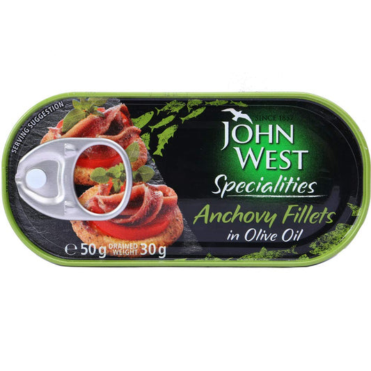 John West Anchovy Fillets - in Olive Oil, 50g