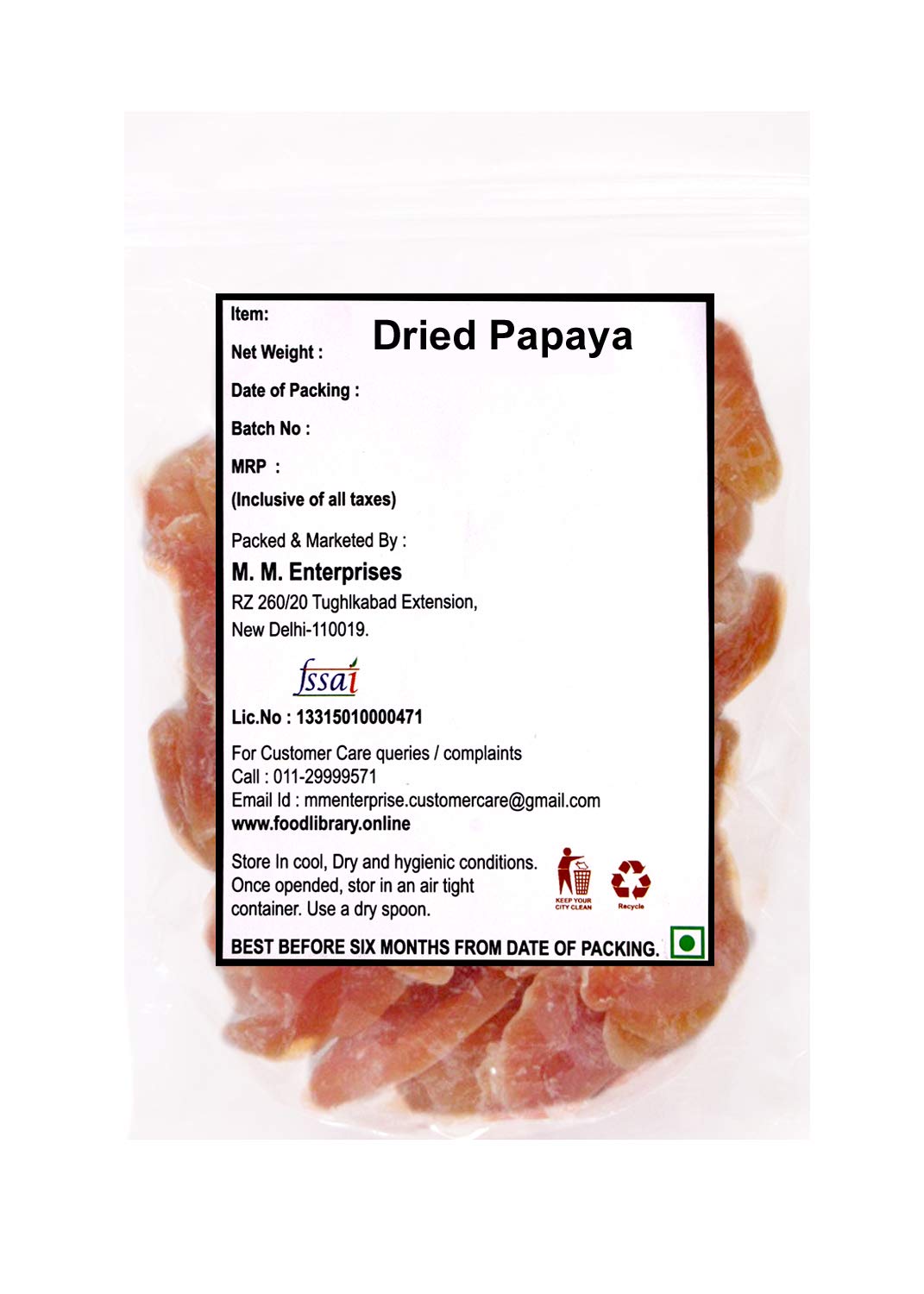 Food Library Dried Papaya (400g)