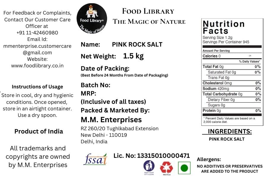 Food Library The Magic of Nature Natural Himalayan Pink Rock Salt Value Pack, 1.2 kg