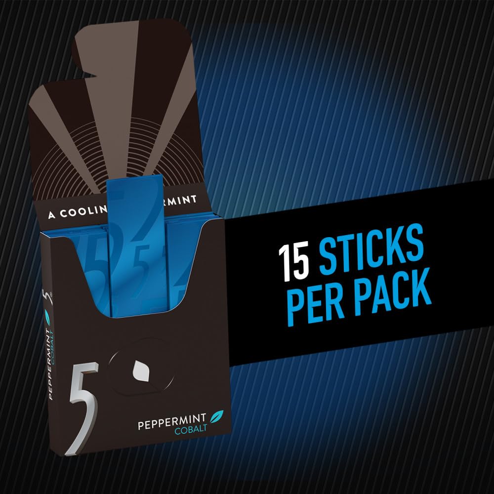 Wrigley's 5 Cobalt Peppermint, Sugar Free Gum, 15 Sticks, 40.5 G