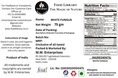 Food Library The Magic of Nature Dried Mushrooms (Snow/White Fungus, 75g)
