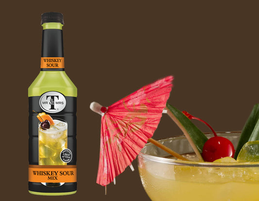 Food Library The Magic of Nature Combo of Mr & Mrs Whisky Sour Mix, 1L with Free Cocktail/Mocktail Umbrella, 10 pcs