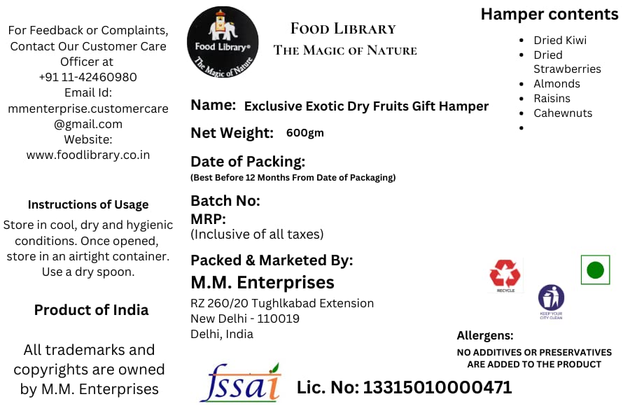 Food Library The Magic of Nature Diwali Exclusive Dry Fruits Gift Hamper (Exotic Dry Fruits)