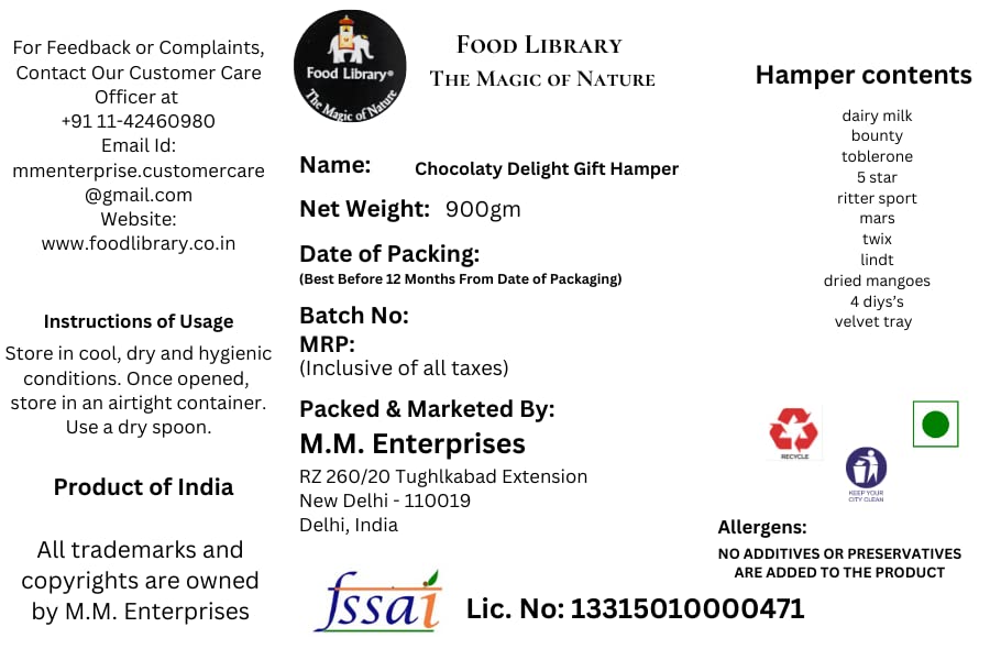 FOOD LIBRARY THE MAGIC OF NATURE Birthday/Anniversary/Christmas/Valentines/Diwali Chocolate Gift Hamper(Chocolate Obsession),500 Grams