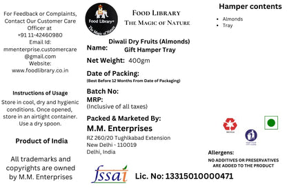 Food Library The Magic of Nature Diwali Dry Fruits (Almonds) Gift Hamper Tray