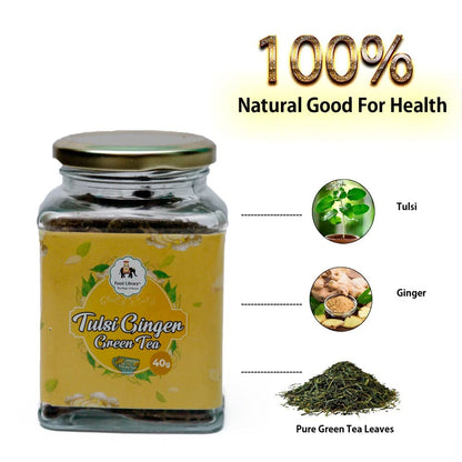Food Library The Magic of Nature Herbal Tulsi Ginger Green Tea, 40g