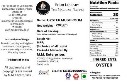 Food Library Dried Oyster Mushrooms, 200g