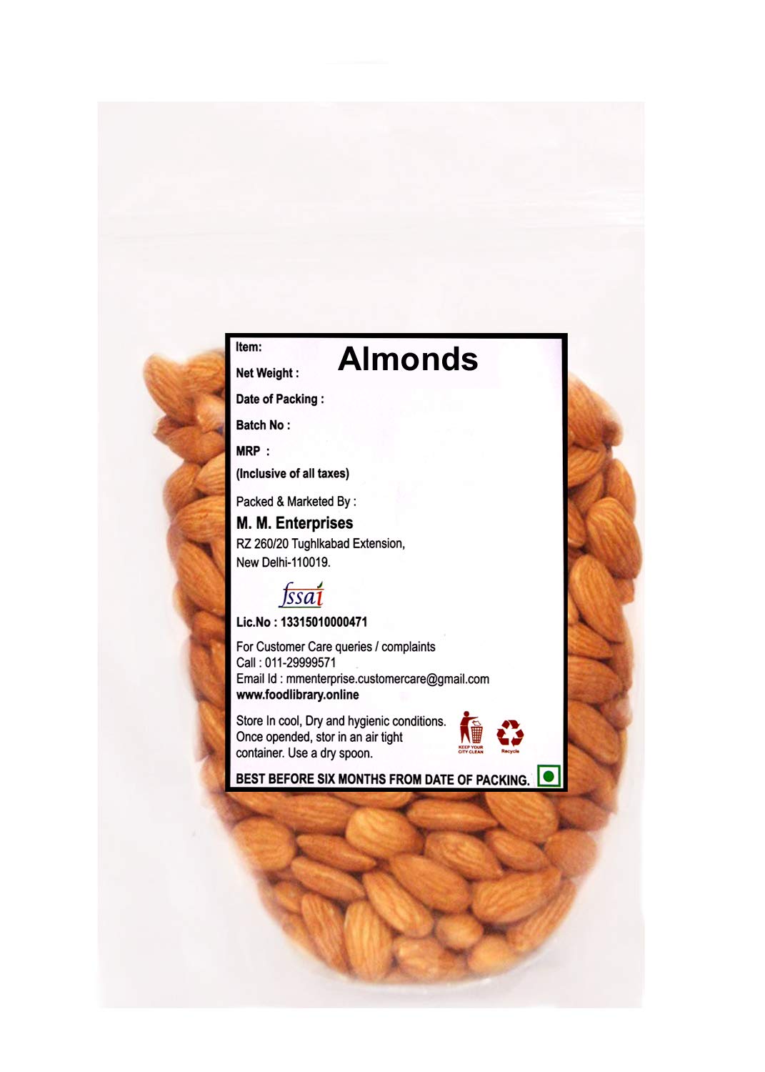 Food Library California Raw Almonds - Badam Giri (400gm)
