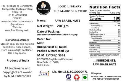 Food Library Raw Brazil Nuts, 200g