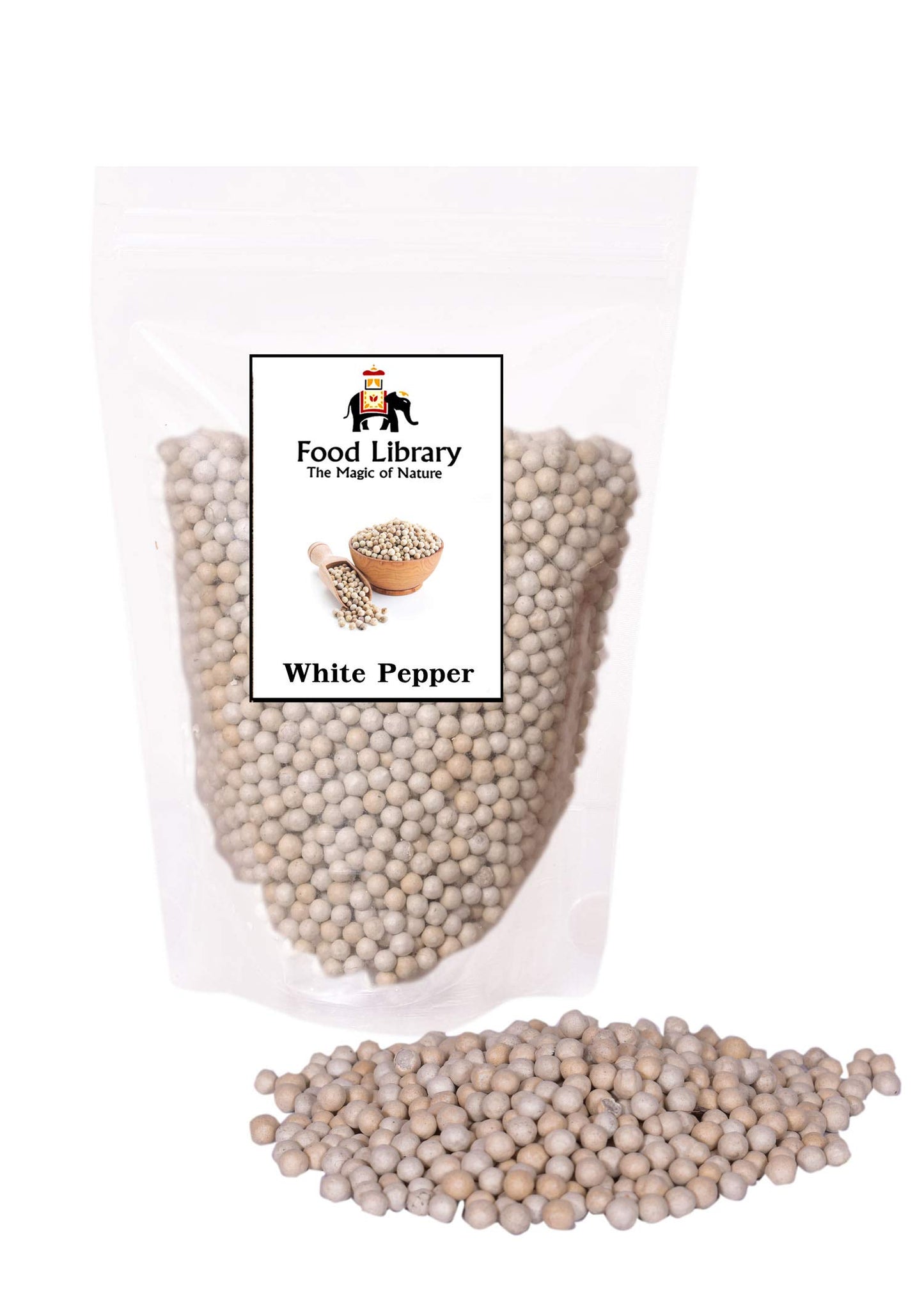 Food Library Whole White Peppercorn ( Sabut Safed Mirch ) (200gm)