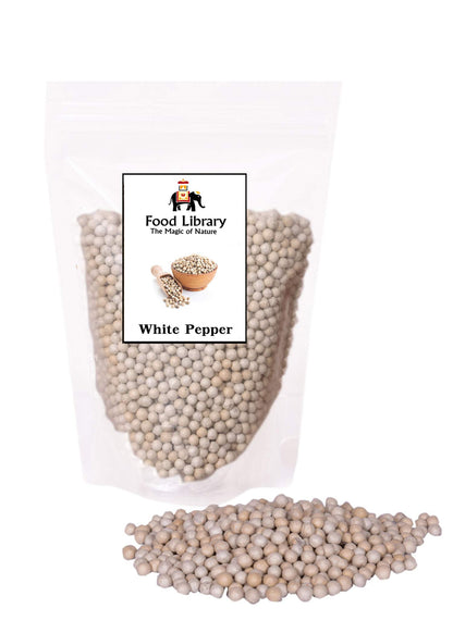 Food Library Whole White Peppercorn ( Sabut Safed Mirch ) (200gm)