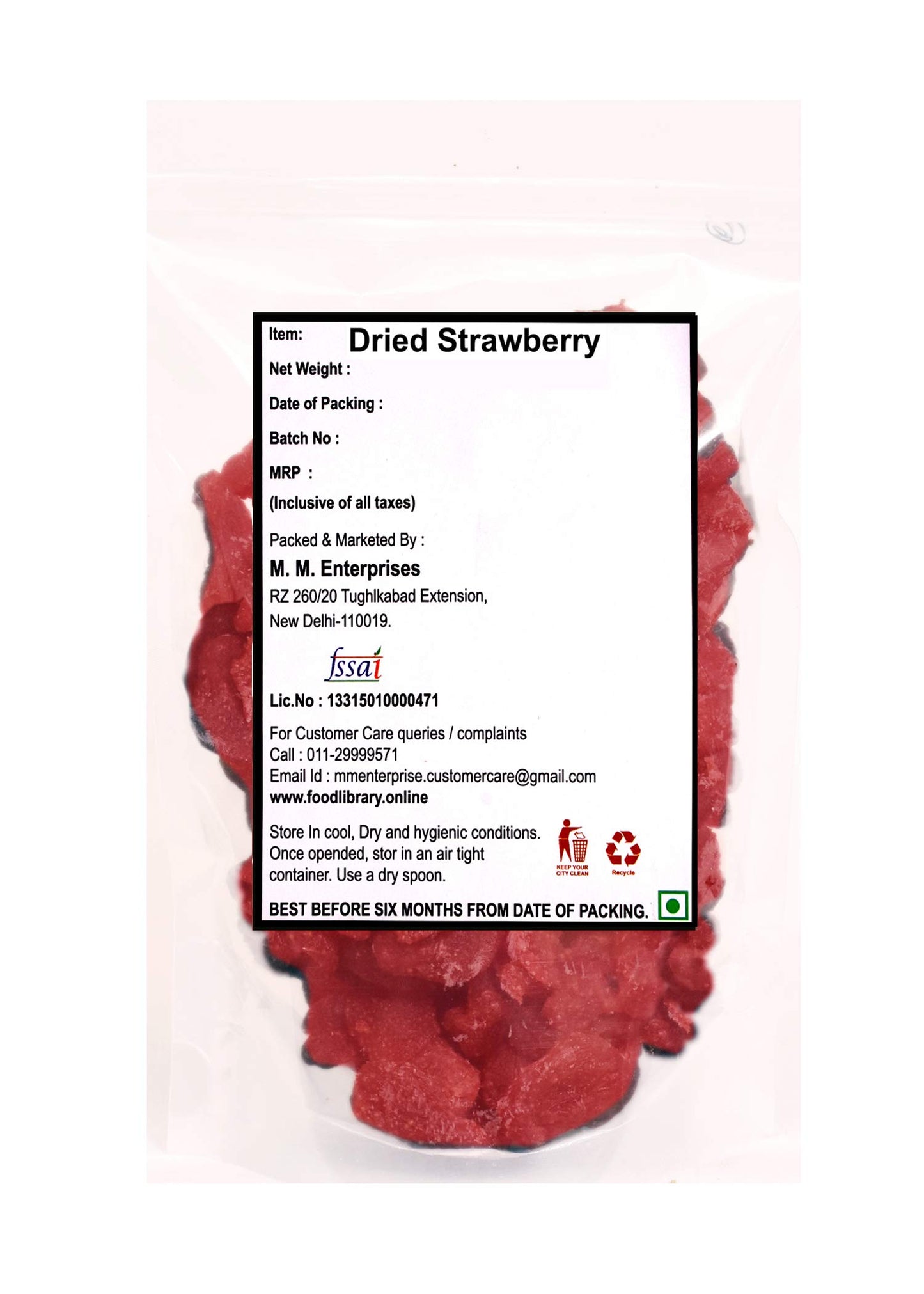 Food Library The Magic of Nature Dried Fruits, 200 grams (Strawberry)