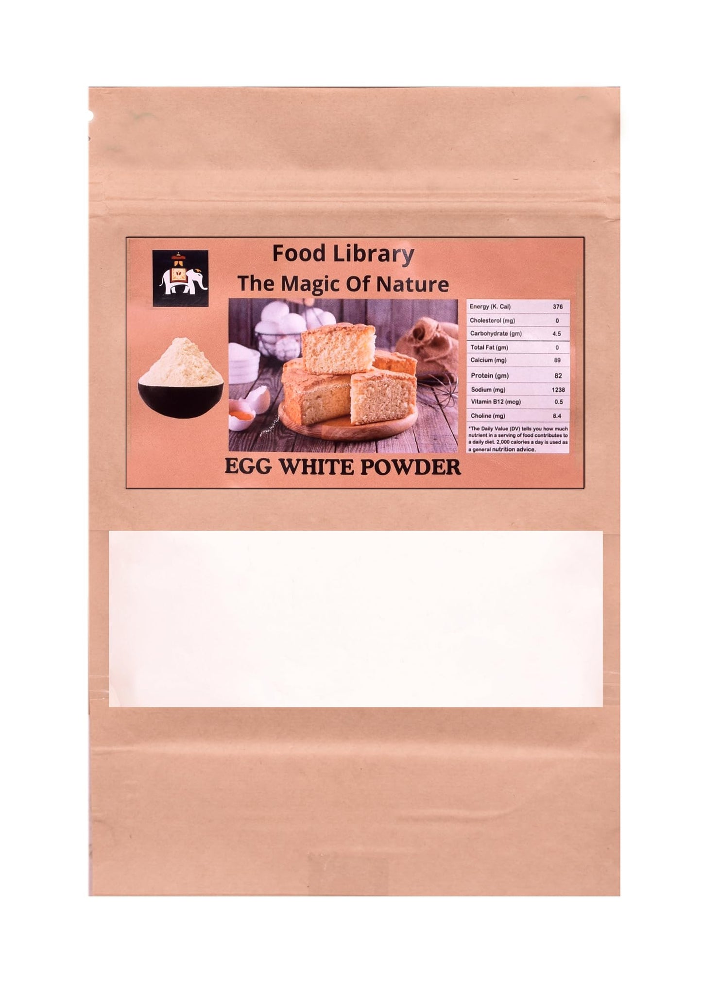 Food Library The Magic Of Nature Premium Egg White Powder - High Protein, Non-GMO, Ideal for Baking and Cooking, 400gm.