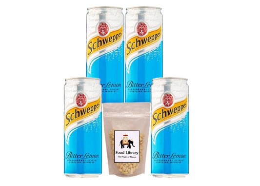 Bitter Lemon Can (Imported), 320ml - Pack of 4 + Food Library Roasted Salted Peanuts, 200g