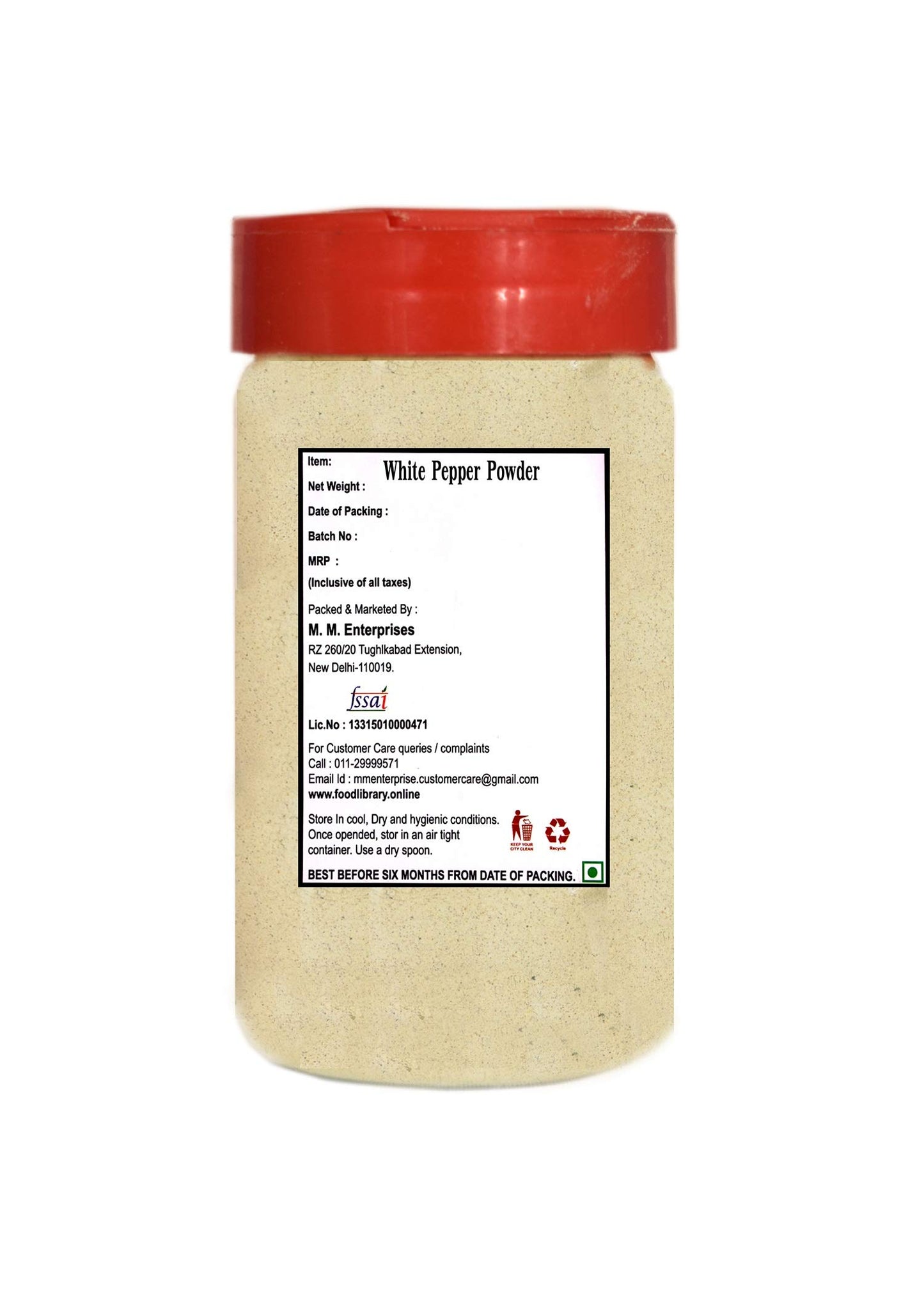 Food Library The Magic of Nature White Pepper Powder Sprinkler, 100g