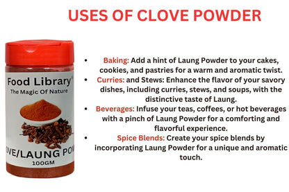 Food Library The Magic Of Nature Premium Laung Powder (Cloves Powder) - Aromatic Spice for Culinary Delights, Ground Cloves for Cooking and Seasoning, 100g