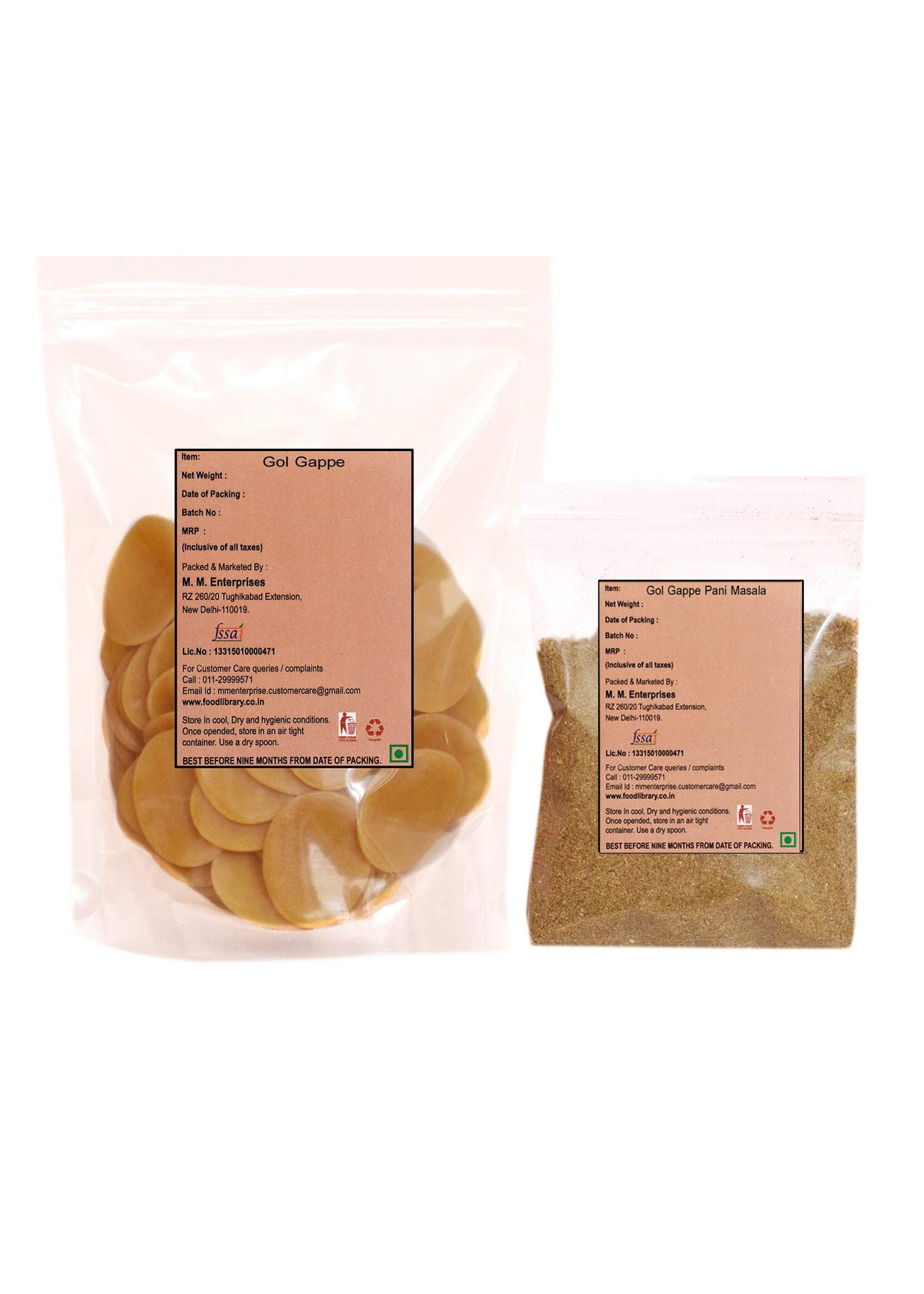 Food Library The Magic of Nature Combo of Ready-to-Fry GOL Gappe (400g) & Instant Pani Puri Masala (100g)
