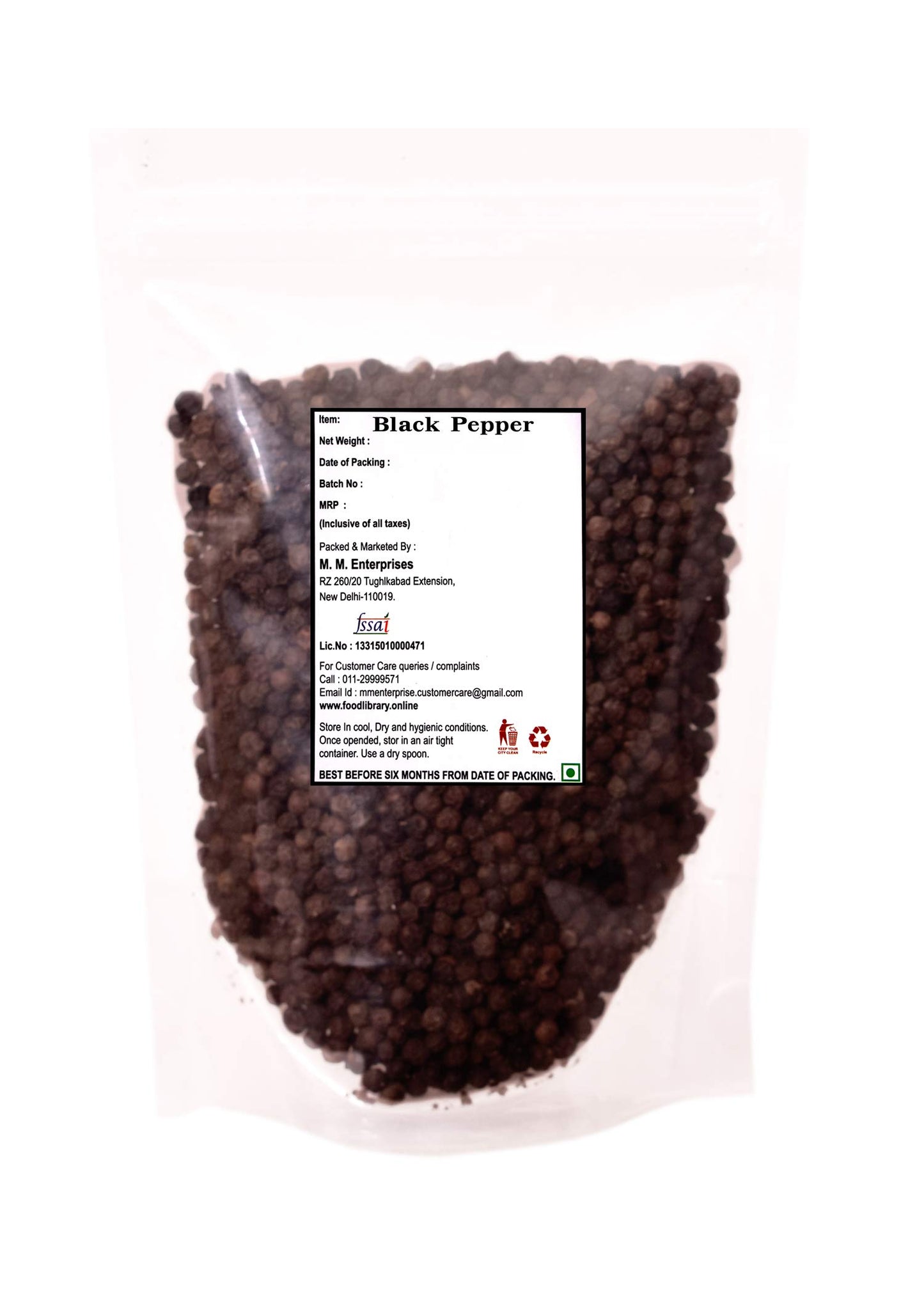 Food Library The Magic of Nature Kerala Whole Black Peppercorn (Sabut Kali Mirch), 400 Grams