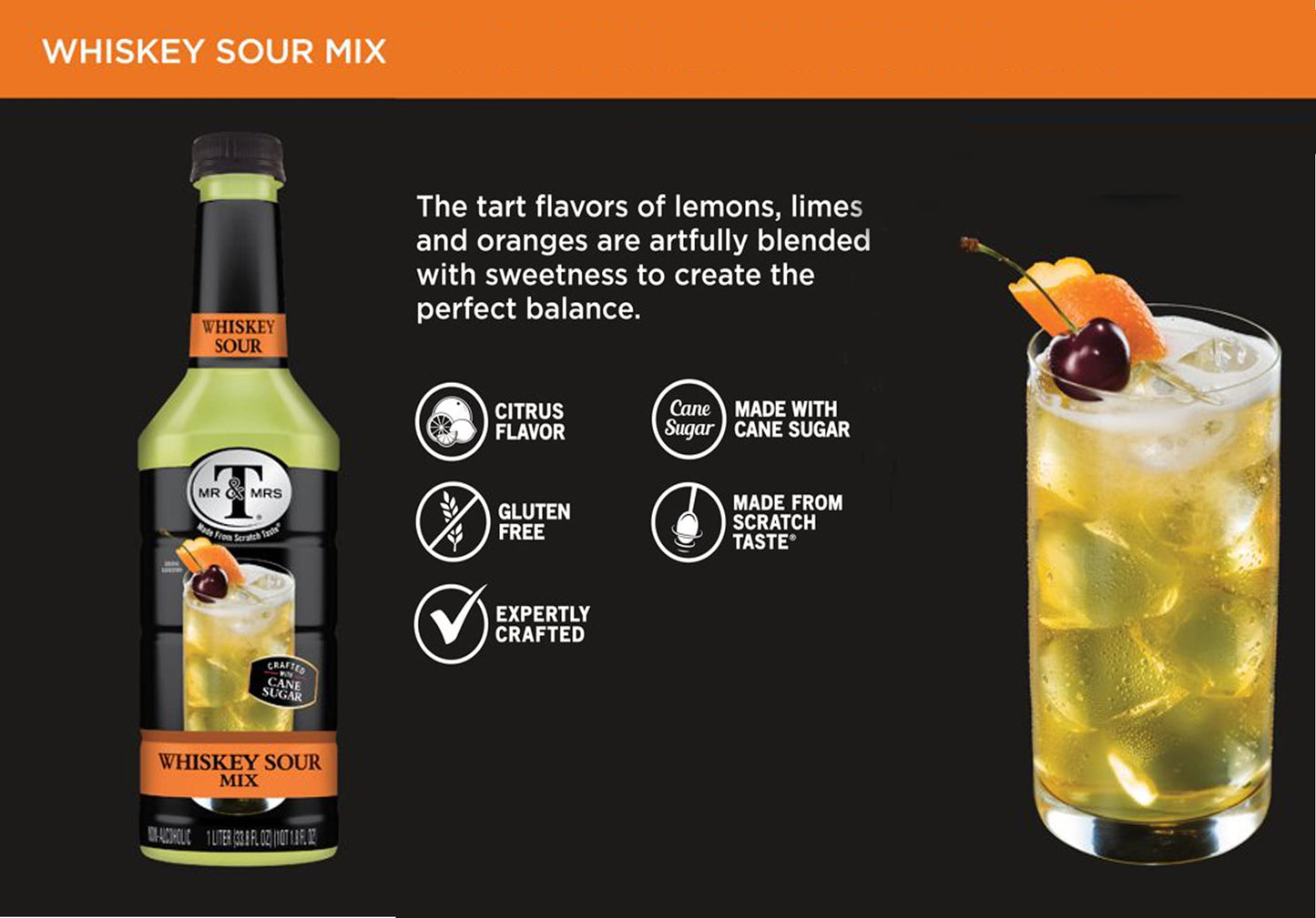 Food Library The Magic of Nature Combo of Mr & Mrs Whisky Sour Mix, 1L with Free Cocktail/Mocktail Umbrella, 10 pcs