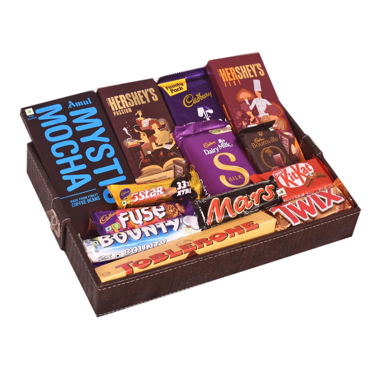 FOOD LIBRARY THE MAGIC OF NATURE Birthday/Anniversary/Christmas/Valentines/Diwali Chocolate Gift Hamper (Chocolates In Leather Basket),600 Gram
