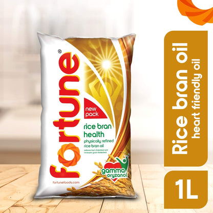 Fortune Rice Bran Health Oil, Cooking Oil for Healthier Heart, 1L Pouch
