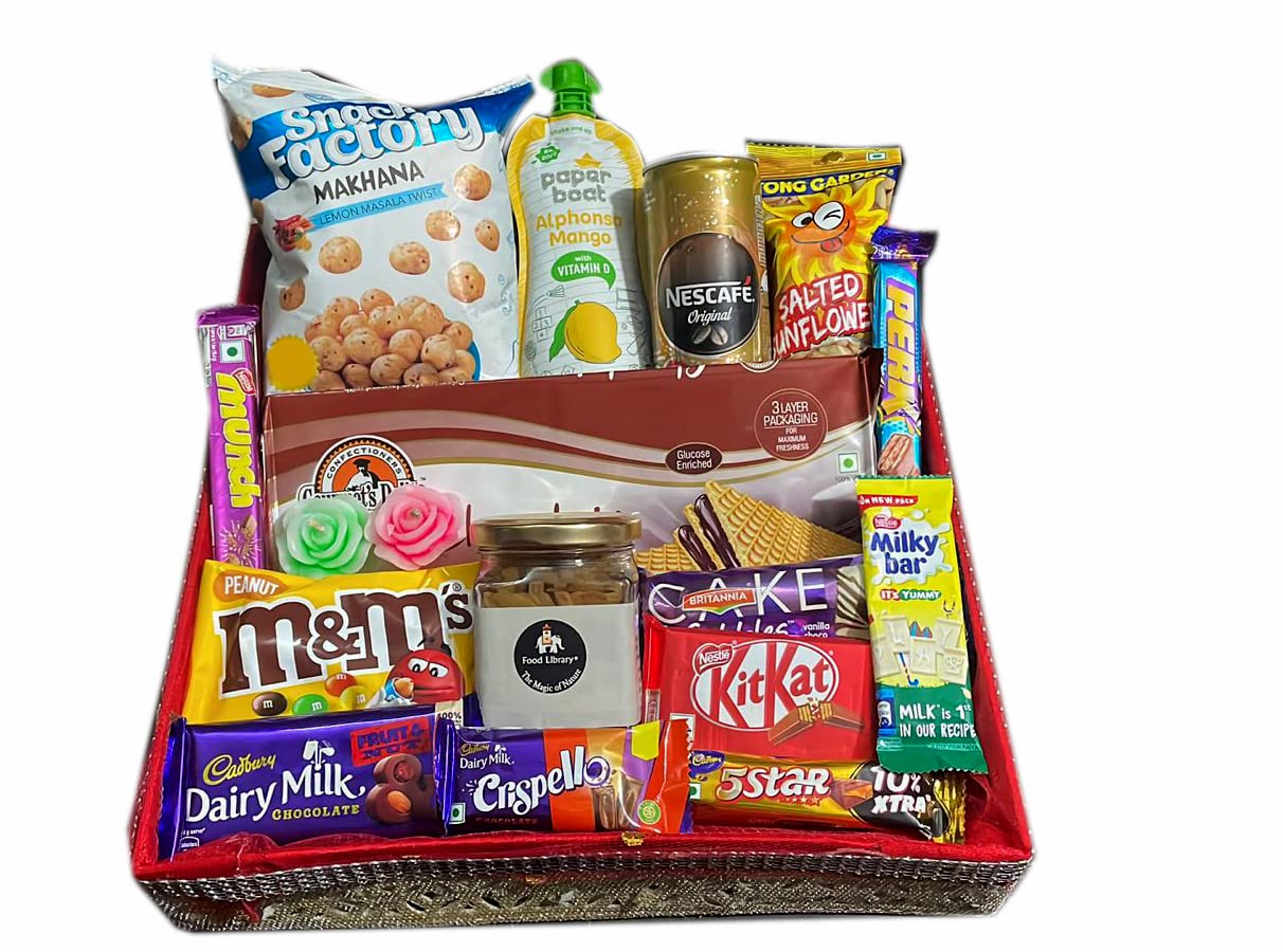 Food Library The Magic of Nature Diwali Gift Hamper Basket for Family/Friend/Corporate/Wedding/diwali/Christmas/Bhai dooj/rakhi (All Occasions) (Assorted snacks)