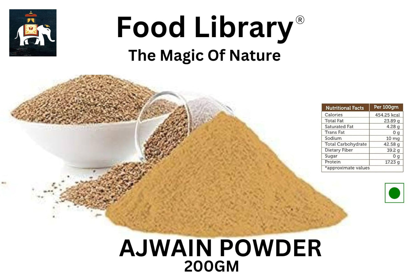 Food Library The Magic Of Nature Authentic Exotic Aromatic Flavourful Indian Spices. (200 gm, Ajwain Powder)