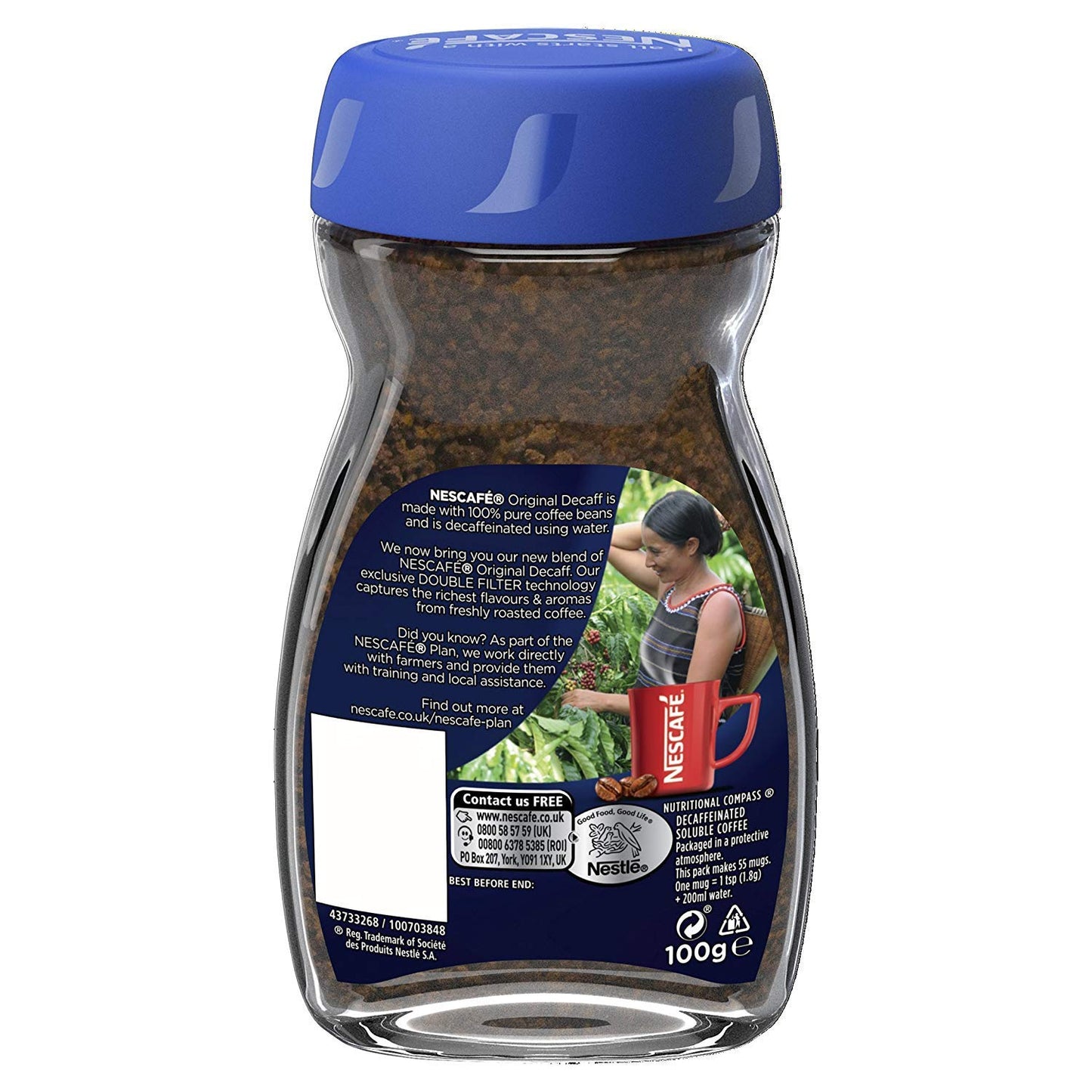 Nescafe Original Decaff, 100G, Instant, Glass Bottle