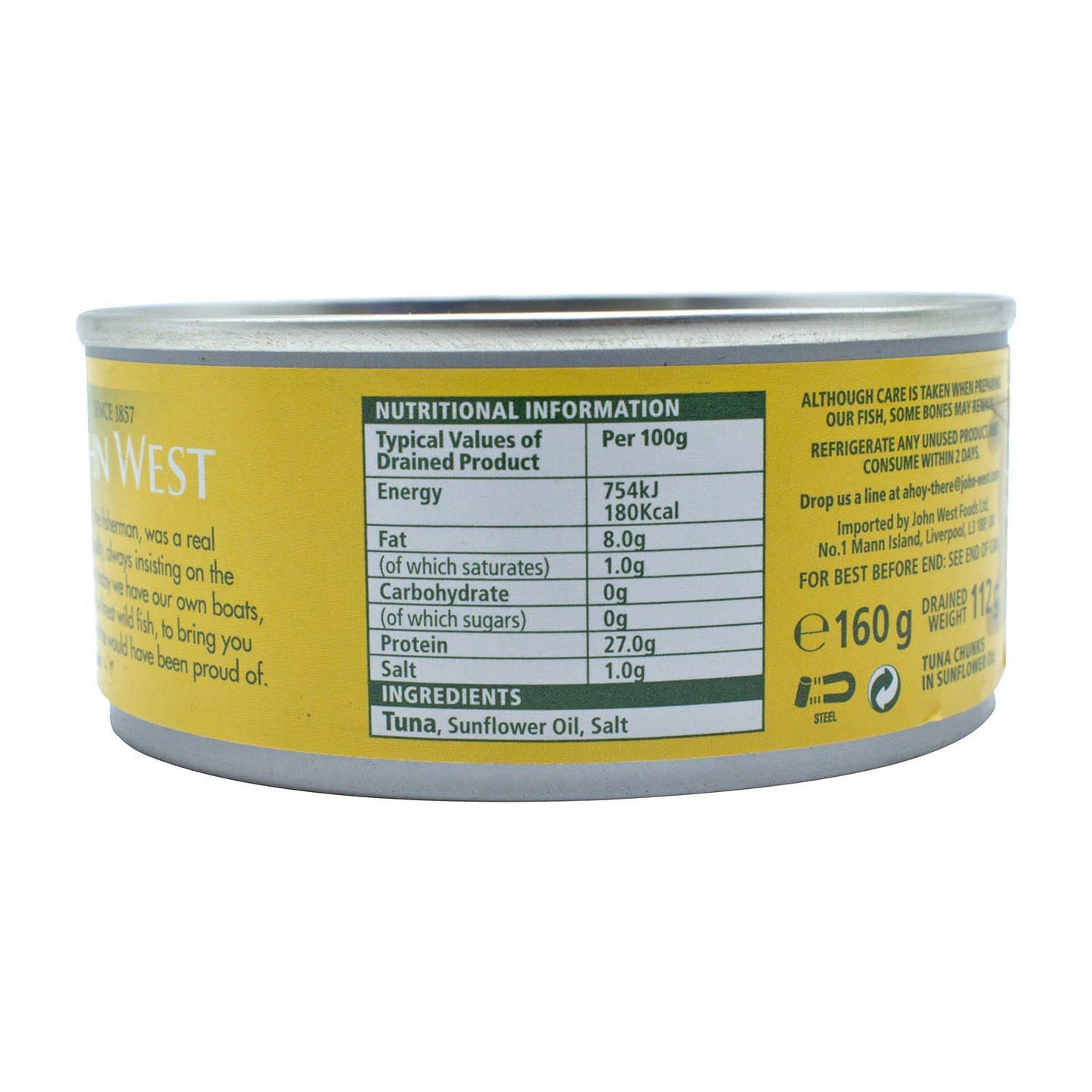 John West Tuna Chunks in Sunflower Oil (160 gm Each Pack of 3)