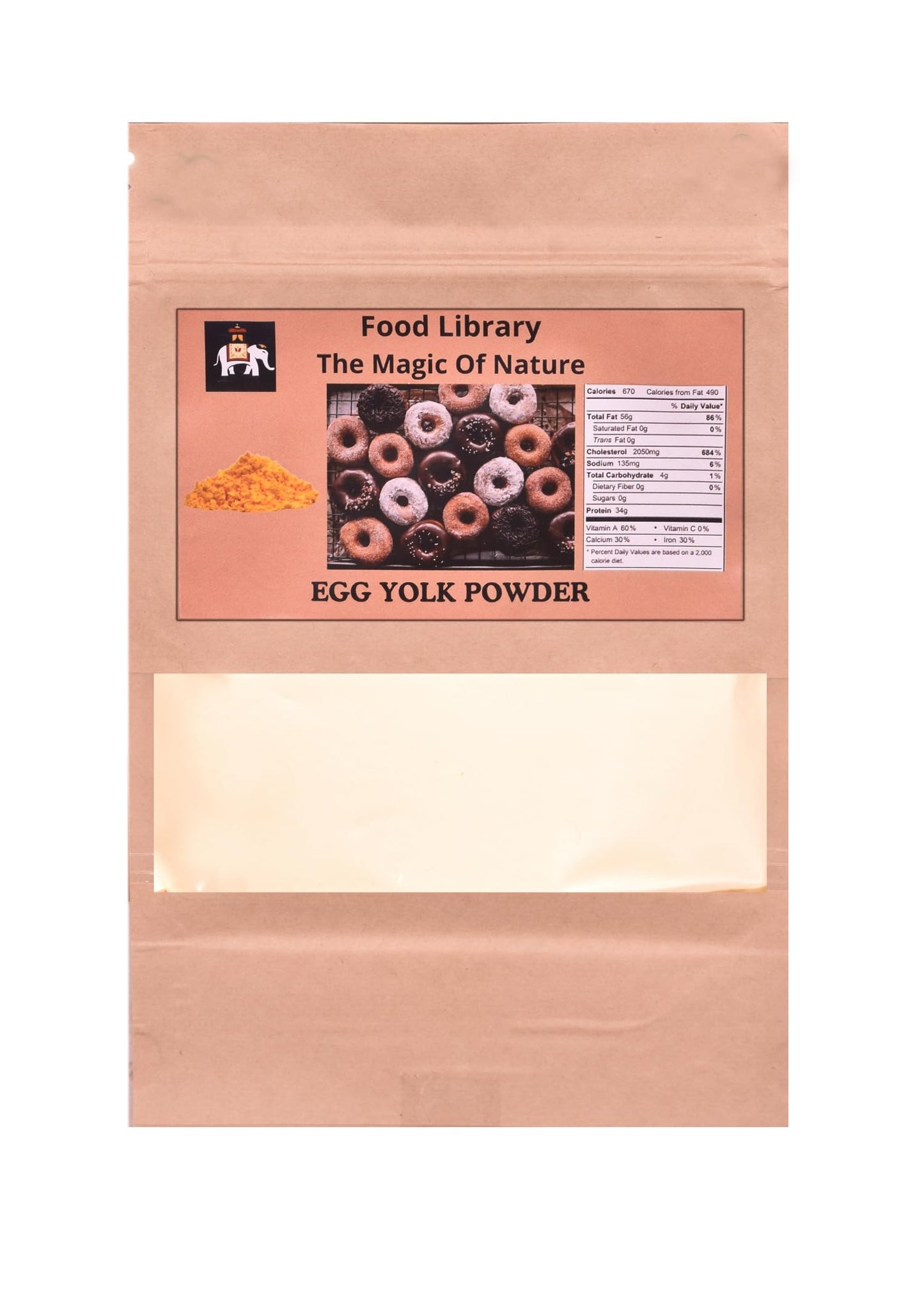 Food Library The Magic Of Nature Premium Egg Yolk Powder - Rich, Natural, and Versatile Cooking Ingredient, 100% Pure, 400gm