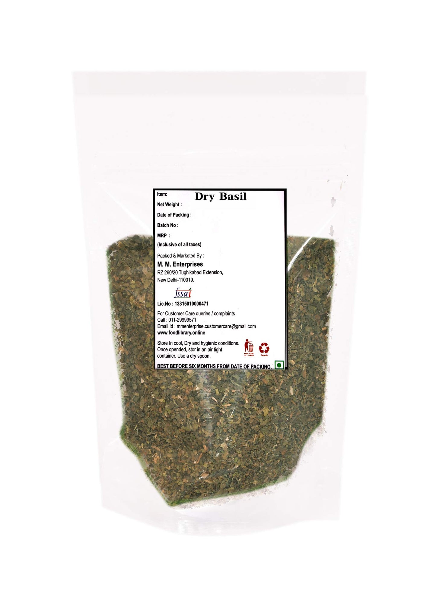 Food Library The Magic of Nature Dried Basil Leaves, 200g