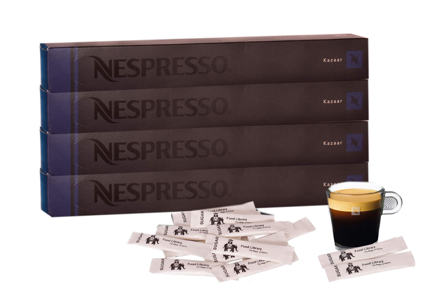 Food Library The Magic of Nature Combo of Kazaar Coffee Capsules, 40 pods and Free Sugar, 25 sachets..