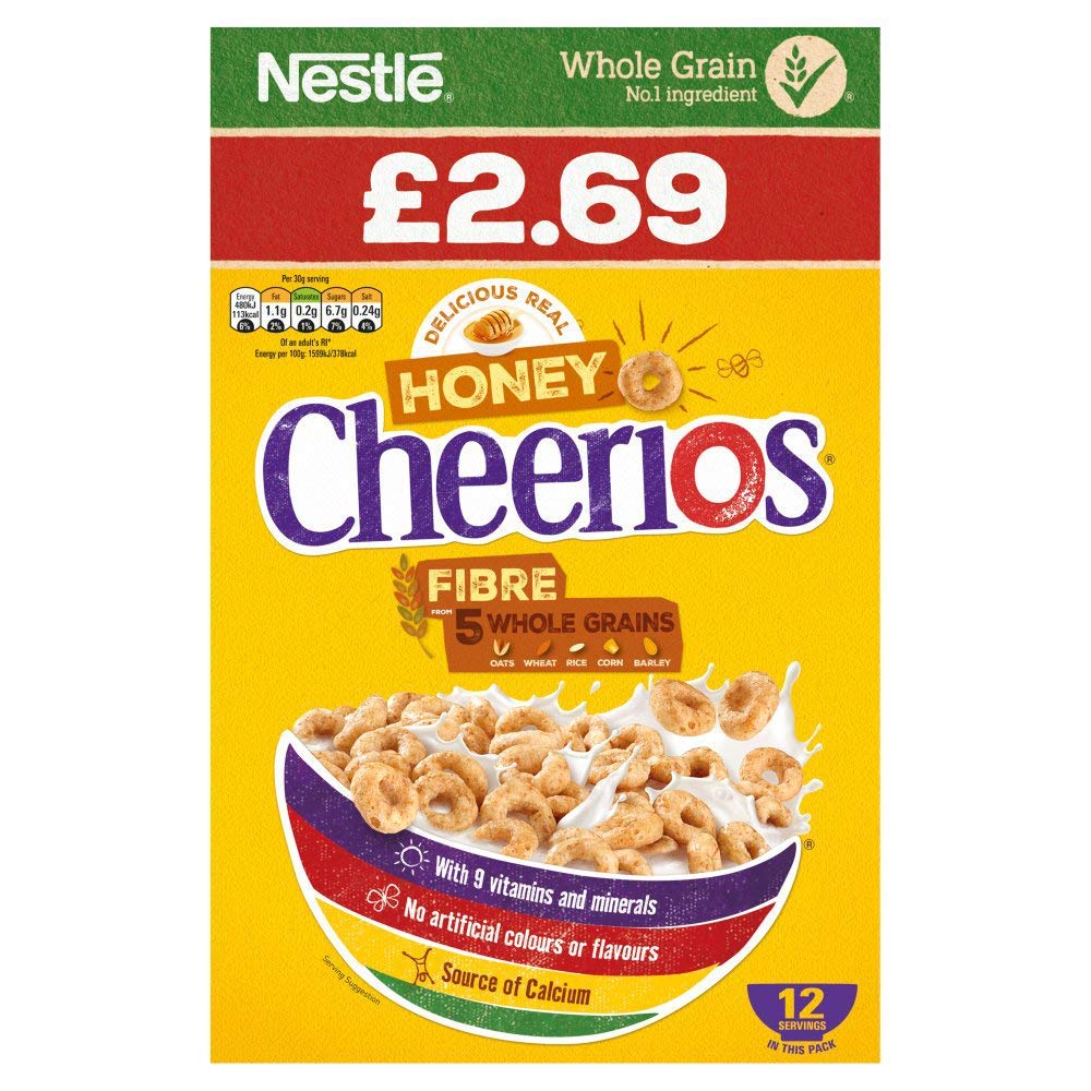 Nestle Whole Grain Honey Cheerios Cereal, 375 g