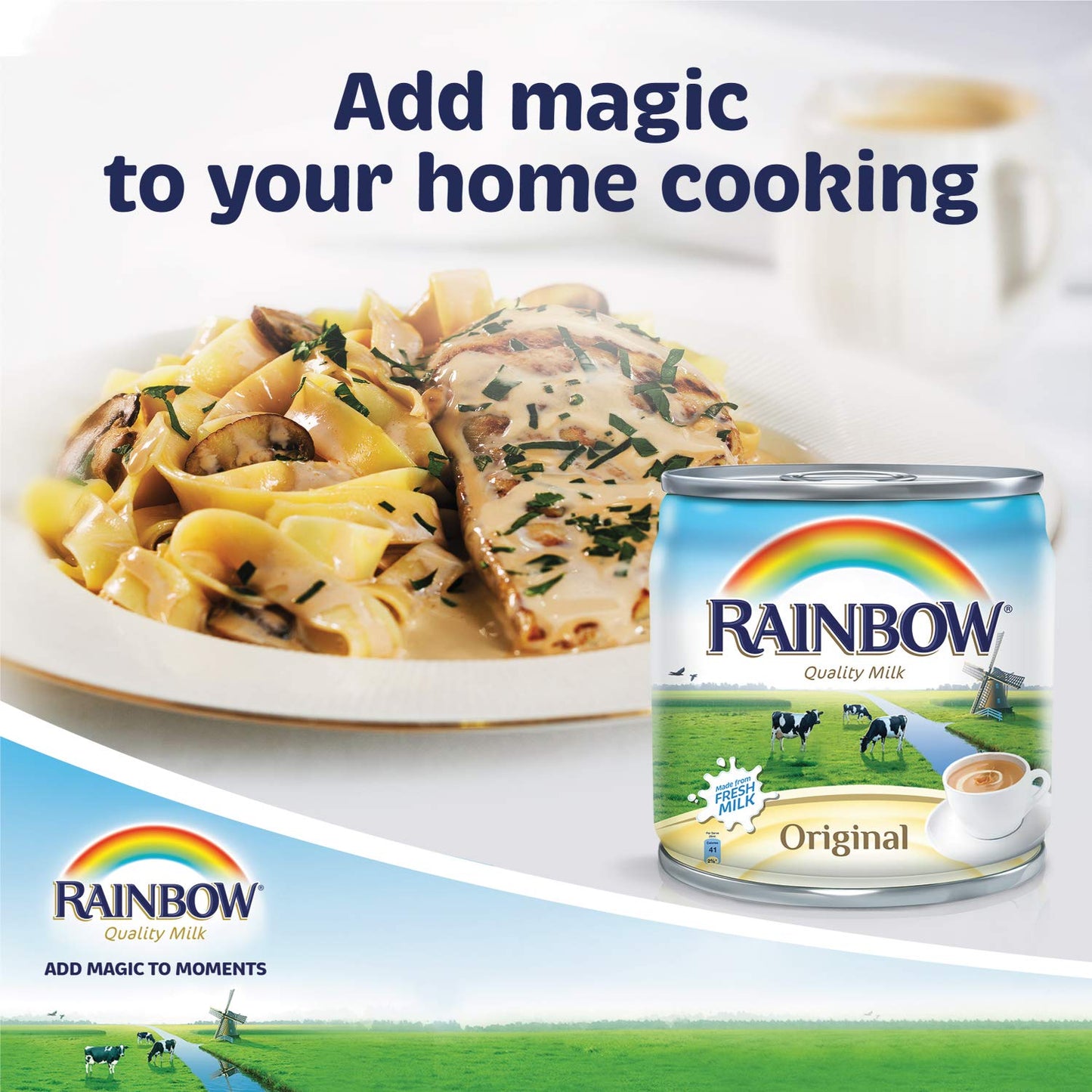 Rainbow Full Cream Sterilized, Evaporated Milk, 160 Millilitre - Cream