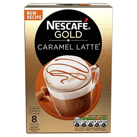 Nescafe Nestle Gold Caramel Latte, Ground - Pack Of 8 Mugs (136 Gram, Box)