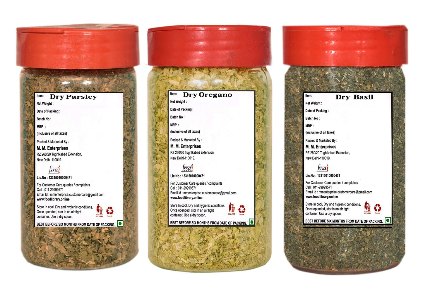 Food Library The Magic of Nature Combo of Oregano, Parsley & Basil Herbs Sprinkler, 120g